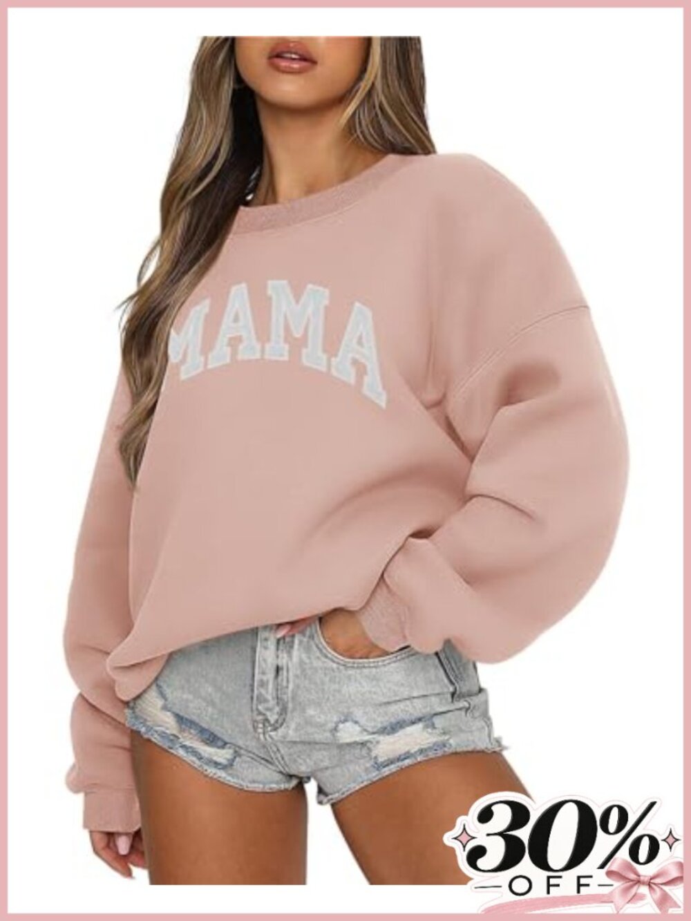 Oversized Crewneck Sweatshirt Cotton Polyester Fleece Pullover Womens